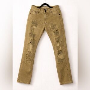 Argonaut Denim Co Distressed Jeans Olive Khaki Skinny 30x32